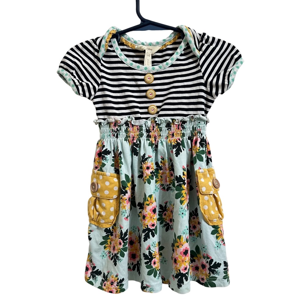 Matilda Jane Joanna Gaines Girls 12-18M Striped Floral Mixed Media Dress